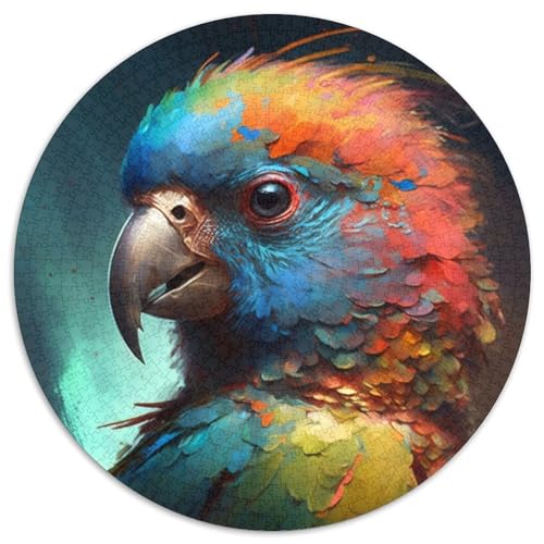 Papagei-Puzzle für Erwachsene, 1000 Teile, rund, 1000 Teile, Schwierigkeitsgrad: Anfänger, ideal als Geburtstags (67,5x67,5cm) von WGLINGX