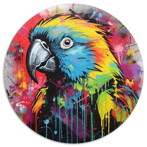 Papageien-Graffiti-Malerei, Karton-Puzzle, 1000 Teile, Puzzle für Erwachsene, anspruchsvolles Denkspiel für Teenager, Spaß für die ganze Familie, DIY-Geschenk zur Heimdekoration 67,5 x 67,5 cm von WGLINGX
