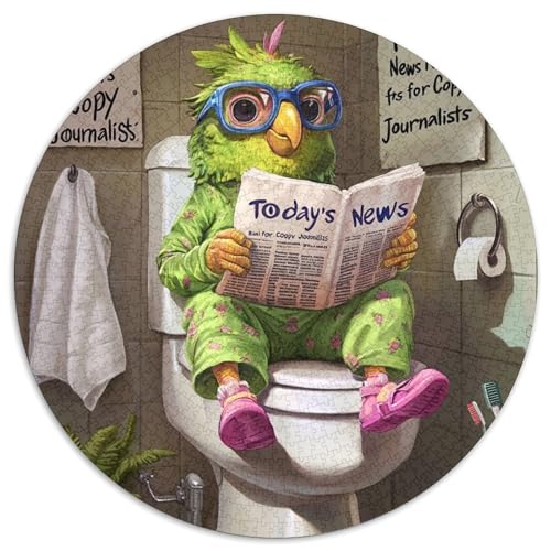 Parrot Go Toilet 1000-Teile-Puzzle für Erwachsene, rund, aus Pappe, für Teenager und Familienspaß, 1000 Teile (67,5x67,5cm) von WGLINGX