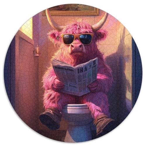 Pink Yak Go Toiletten-Puzzle, 1000 Teile, rund, Papierpuzzle, DIY, Heimdekoration, Denksportspiel für Teenager, 1000 Teile (67,5x67,5cm) von WGLINGX