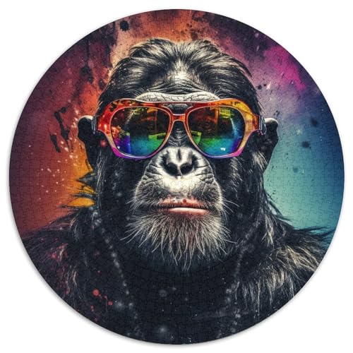 Psychedelic Monkey Puzzle, 1000 Teile, Puzzle für Erwachsene, Weihnachten, Halloween, Ostern, Neujahr (67,5x67,5cm) von WGLINGX