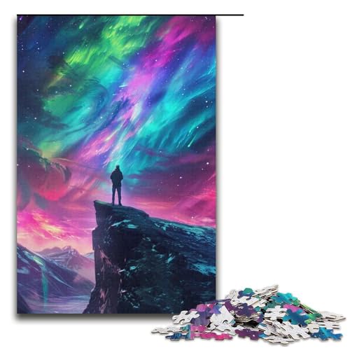 Puzzle „Aurora Borealis auf Einer Klippe“, 1000 Teile, für Erwachsene, Lernspiele, Zeitvertreib zu Hause, für Teenager ab 14 Jahren, 38 x 26 cm von WGLINGX