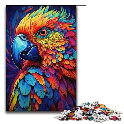 Puzzle 1000 Bunte Papageien-Puzzles für Erwachsene, Papp-Puzzle, Lernspiel für Erwachsene (Größe 38 x 26 cm) von WGLINGX