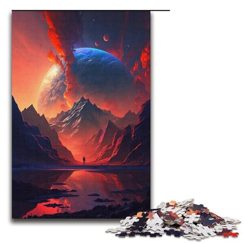 Puzzle 1000 Bunte Planeten-Berge-Puzzles für Erwachsene, Papp-Puzzle, Lernspiel für Erwachsene (Größe 38 x 26 cm) von WGLINGX