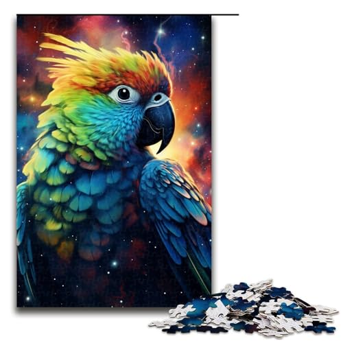 Puzzle 1000 Stück, buntes Papageien-Puzzle für Erwachsene, Holzpuzzle, Lernspiel für Erwachsene (Größe 50 x 75 cm) von WGLINGX
