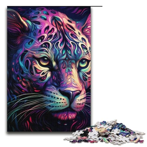 Puzzle 1000 Stück Lila Leopard Puzzle für Erwachsene Kartonpuzzle Lernspiel für Erwachsene 14,96x10,24 Zoll von WGLINGX