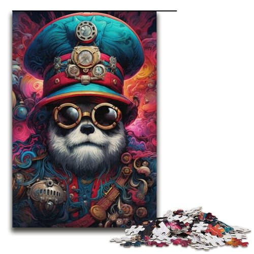 Puzzle 1000 Stück Piratenkapitän Panda Puzzle für Erwachsene Kartonpuzzle Lernspiel für Erwachsene 14,96x10,24 Zoll von WGLINGX