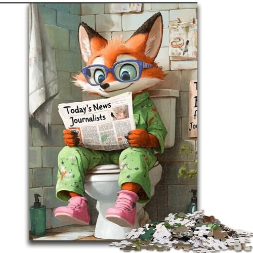 Puzzle 1000 Teile, „Fox Go Toilet“, Puzzle für Erwachsene, 1000 Teile, Familienspaß zum Basteln, perfekt für Geburtstage, Feiertage (Größe 26x38cm) von WGLINGX