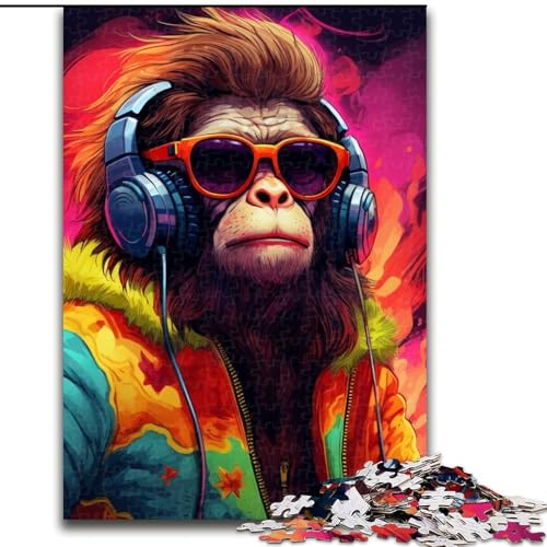 Puzzle 1000 Teile, Affenkopfhörer, 1000-teiliges Puzzle, Spaß für die ganze Familie, Basteln, perfekt für Geburtstage, Feiertage (Größe 26x38cm) von WGLINGX