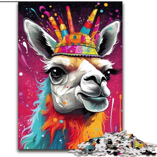 Puzzle 1000 Teile, Alpaka mit Krone, Unmögliches Puzzle für Erwachsene, Lernspiel, Herausforderungsspielzeug (Größe 38x26cm) von WGLINGX