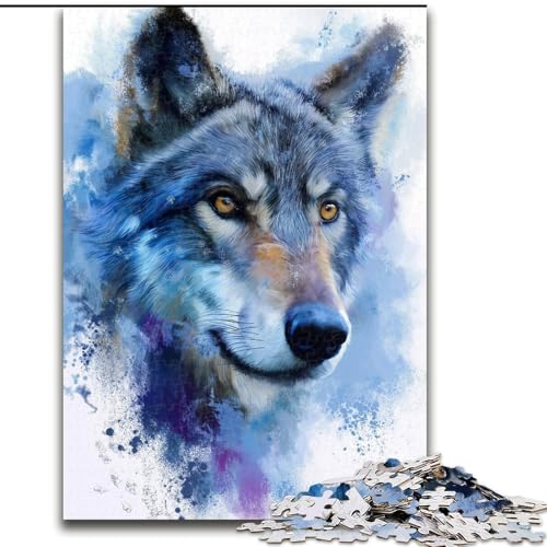 Puzzle 1000 Teile, Aquarell-Wolf-Puzzle für Erwachsene, Familienaktivitätsspiel für Teenager, anspruchsvolles Denkspiel (Größe 26x38cm) von WGLINGX
