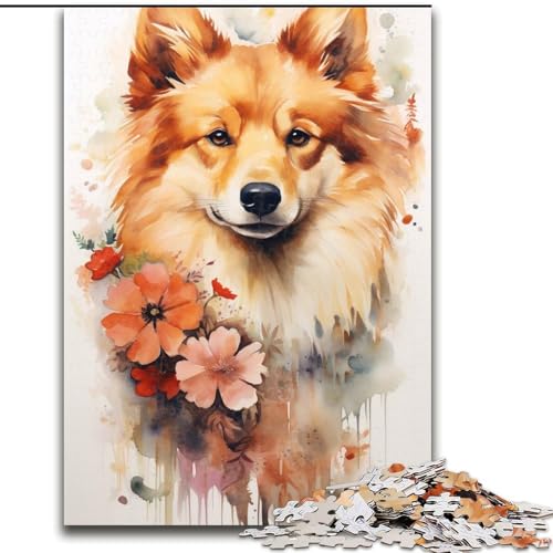 Puzzle 1000 Teile, Aquarellhund, Papppuzzle, Spielzeug, Geschenk, pädagogisch wertvoll, intellektuell, entspannend, lustiges Familienspiel (Größe 26x38cm) von WGLINGX