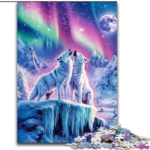 Puzzle 1000 Teile, Arktischer Wolf, Holzpuzzle für Erwachsene, interaktives Familienspiel, Denksportaufgabe, Geschenk, Lernspielzeug (Größe 50x75cm) von WGLINGX