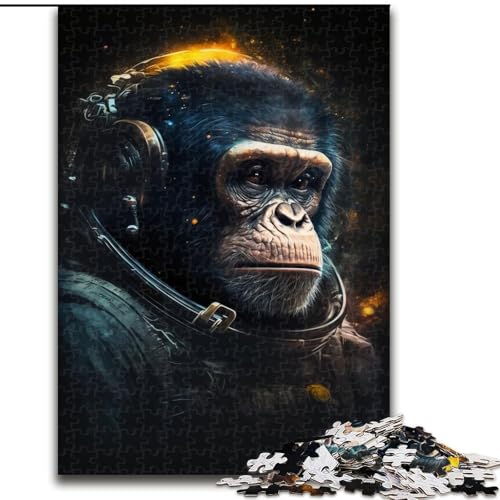 Puzzle 1000 Teile, Astronaut, Schimpanse, Papp-Puzzle, Spielzeug, Geschenk, pädagogisches, intellektuelles, entspannendes Familienspiel (Größe 26x38cm) von WGLINGX