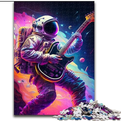 Puzzle 1000 Teile, Astronaut spielt Gitarre, Puzzle 1000 Teile für Erwachsene, interaktives Familienspiel, Gehirn-Herausforderungsgeschenk (Größe 38x26cm) von WGLINGX