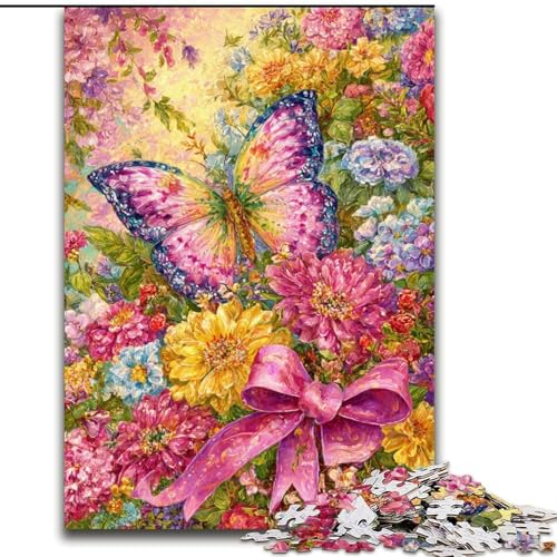 Puzzle 1000 Teile, Blumen- und Schmetterlingspuzzle für Erwachsene, Familienaktivitätsspiel für Teenager, anspruchsvolles Denkspiel (Größe 50x75cm) von WGLINGX