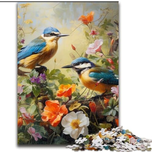 Puzzle 1000 Teile, Blumen- und Vogelwelt, Holzpuzzle für Teenager und Familienspaß, (Größe 50x75cm) von WGLINGX