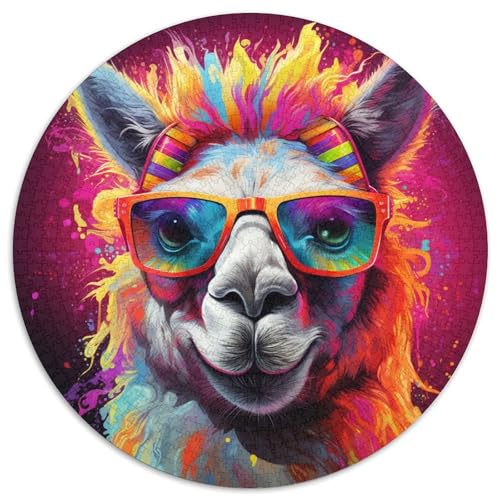 Puzzle 1000 Teile, Bunte Alpakas, Karton-Puzzle, unmöglich, pädagogische Heimdekoration, Spiele und Geschenke (67,5 x 67,5 cm) von WGLINGX