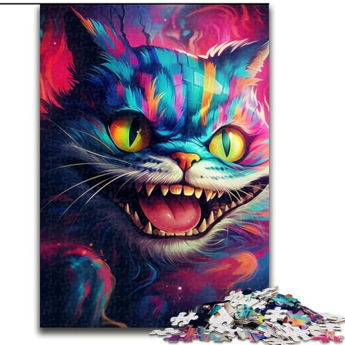 Puzzle 1000 Teile, Bunte Kunstkatze, unmögliches Puzzle für Erwachsene, Lernspiel, Herausforderungsspielzeug (Größe 26x38cm) von WGLINGX