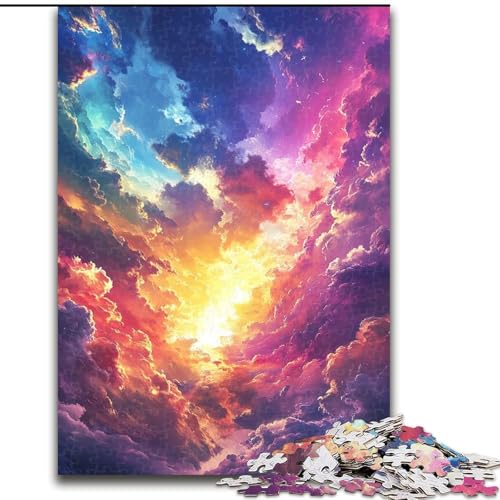 Puzzle 1000 Teile, Bunte Wolken, Holzpuzzle für Erwachsene, interaktives Familienspiel, Denksportaufgabe, Geschenk, Lernspielzeug (Größe 50x75cm) von WGLINGX