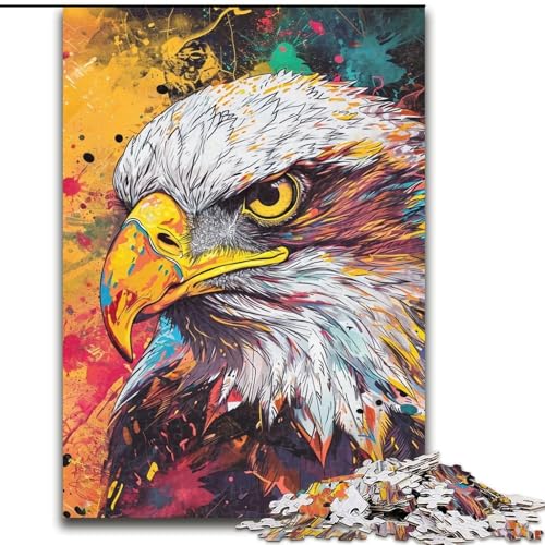 Puzzle 1000 Teile, Bunter Adlerkopf, Holzpuzzle, DIY-Heimdekoration, Denksportspiel für Teenager (Größe 26x38cm) von WGLINGX