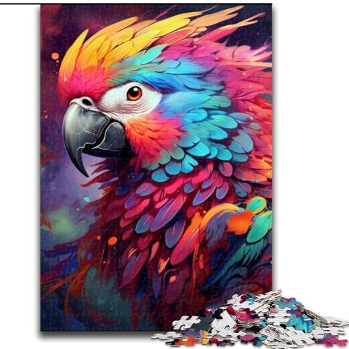 Puzzle 1000 Teile, Bunter Papagei, Unmögliches Puzzle für Erwachsene, Lernspiel, Herausforderungsspielzeug (Größe 38x26cm) von WGLINGX
