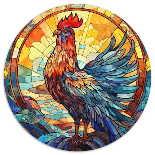 Puzzle 1000 Teile, Buntglas-Hahn, Karton-Puzzle, unmöglich, pädagogische Heimdekoration, Spiele und Geschenke (67,5 x 67,5 cm) von WGLINGX