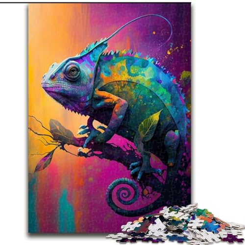 Puzzle 1000 Teile, Chamäleon-Puzzle 1000 Teile für Erwachsene, Weihnachten, Halloween, Muttertag, Neujahr, Ostergeschenk (Größe 26x38cm) von WGLINGX