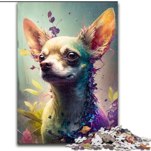 Puzzle 1000 Teile, Chihuahua-Puzzle aus Pappe, Spielzeug, Geschenk, pädagogisches, intellektuelles, entspannendes Familienspiel (Größe 26x38cm) von WGLINGX