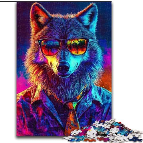 Puzzle 1000 Teile, Cooles Wolf-Puzzle aus Pappe für Erwachsene, interaktives Familienspiel, Denksportaufgabe, Geschenk, Lernspielzeug (Größe 26x38cm) von WGLINGX