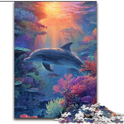 Puzzle 1000 Teile, Delphin-Puzzle für Erwachsene, Familienaktivitätsspiel für Teenager, anspruchsvolles Denkspiel (Größe 50x75cm) von WGLINGX