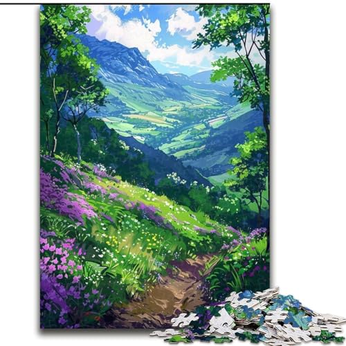 Puzzle 1000 Teile, Der Grüne Berg, Holzpuzzle, DIY-Heimdekor, Denksportspiel für Teenager (Größe 26x38cm) von WGLINGX
