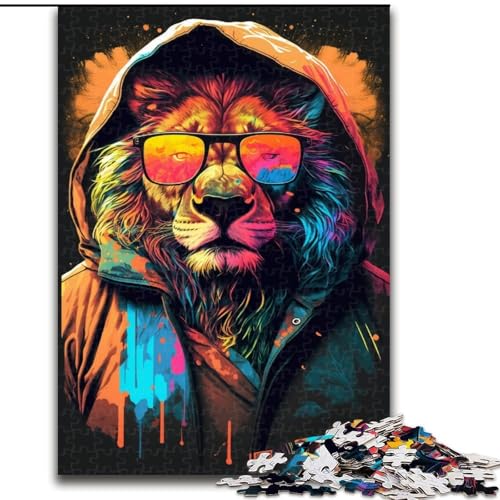 Puzzle 1000 Teile, Der Löwe mit der Krone, Holzpuzzle, DIY-Heimdekoration, Denkspiel für Teenager (Größe 50x75cm) von WGLINGX