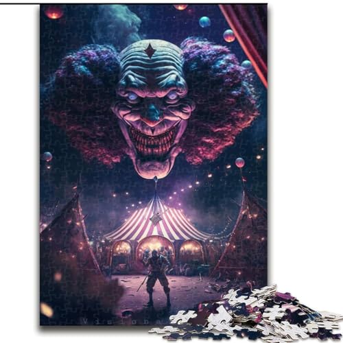 Puzzle 1000 Teile, Der Zirkus, Holzpuzzle, Spielzeug, Geschenk, pädagogisch wertvoll, intellektuell, entspannend, lustiges Familienspiel (Größe 50x75cm) von WGLINGX
