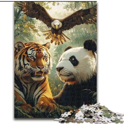 Puzzle 1000 Teile, Dschungeltiger, Holzpuzzle für Erwachsene, interaktives Familienspiel, Denksportaufgabe, Geschenk, Lernspielzeug (Größe 50x75cm) von WGLINGX