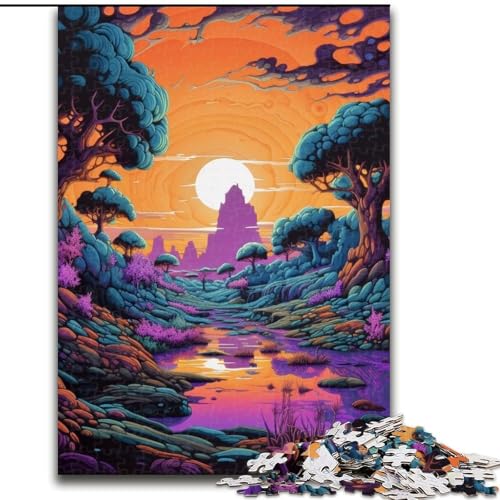 Puzzle 1000 Teile, Dunkler Wald, Unmögliches Puzzle für Erwachsene, Lernspiel, Herausforderungsspielzeug (Größe 26x38cm) von WGLINGX