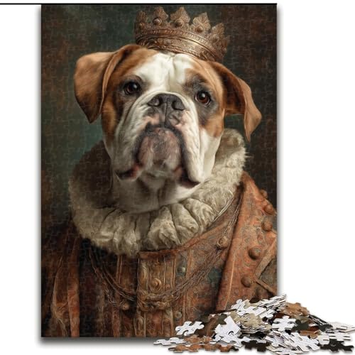 Puzzle 1000 Teile, Edler Bulldog, Puzzle für Erwachsene, Familienaktivitätsspiel für Teenager, anspruchsvolles Denkspiel (Größe 26x38cm) von WGLINGX