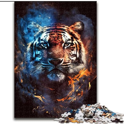 Puzzle 1000 Teile, Fantasie-Tiger, Holzpuzzle, Spielzeug, Geschenk, pädagogisches, intellektuelles, entspannendes Familienspiel (Größe 50x75cm) von WGLINGX