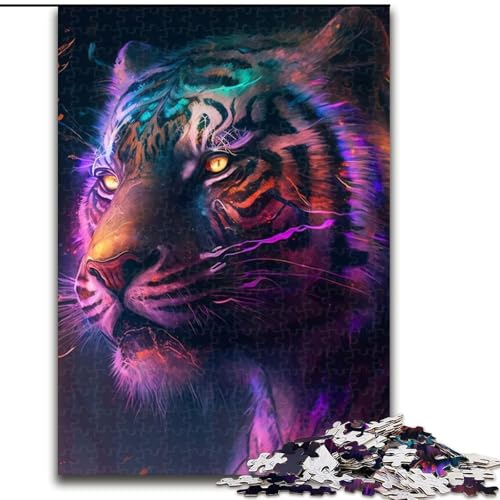 Puzzle 1000 Teile, Fantasy-Tiger, Unmögliches Puzzle für Erwachsene, Lernspiel, Herausforderungsspielzeug (Größe 26x38cm) von WGLINGX