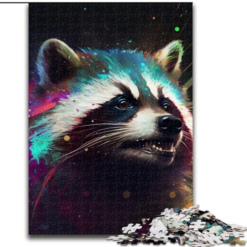 Puzzle 1000 Teile, Fantasy-Waschbär, Unmögliches Puzzle für Erwachsene, Lernspiel, Herausforderungsspielzeug (Größe 38x26cm) von WGLINGX
