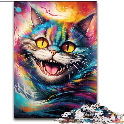 Puzzle 1000 Teile, Farbige Katze, 1000-teiliges Puzzle, Spaß für die ganze Familie, Basteln, perfekt für Geburtstage, Feiertage (Größe 26x38cm) von WGLINGX