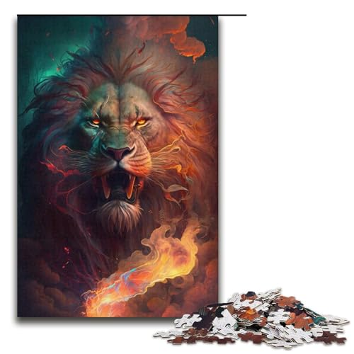 Puzzle 1000 Teile, Feuerlöwe, Puzzle für Erwachsene und Jugendliche, Papppuzzle, (Größe 38 x 26 cm) von WGLINGX