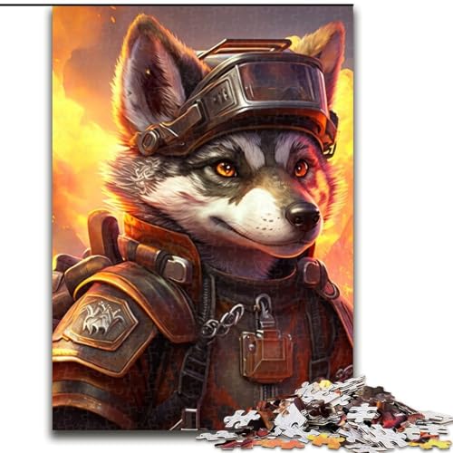Puzzle 1000 Teile, Feuerwehrmann-Wolf, Unmögliches Puzzle für Erwachsene, Lernspiel, Herausforderungsspielzeug (Größe 26x38cm) von WGLINGX