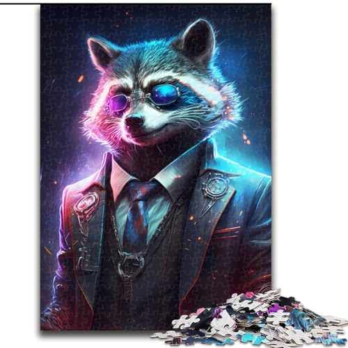 Puzzle 1000 Teile, Gangster-Waschbär im Anzug, Puzzle für Erwachsene, Familienspaß, Basteln, perfekt für Geburtstage, Feiertage, Größe 50x75cm Puzzle 1000 Teile, Gangster-Waschbär im Anzug, Puzzle für Erwachsene, Familienspaß, Basteln, perfekt für Geburtstage, Feiertage, Größe 50x75cm von WGLINGX