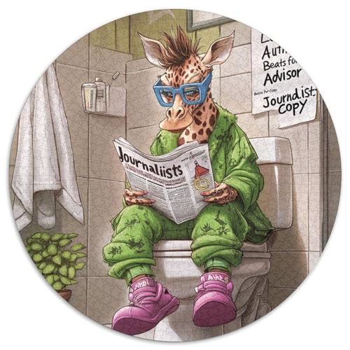 Puzzle 1000 Teile, Giraffe Go Toilet, Puzzles für Erwachsene, Denksportaufgabe für Teenager und Familieninteraktion, 1000 Teile (67,5x67,5cm) von WGLINGX