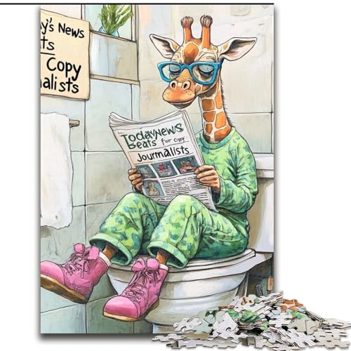 Puzzle 1000 Teile, Giraffe Go Toilet, Unmögliches Puzzle für Erwachsene zum Geburtstag, Urlaub, Weihnachten, (Größe 26x38cm) von WGLINGX