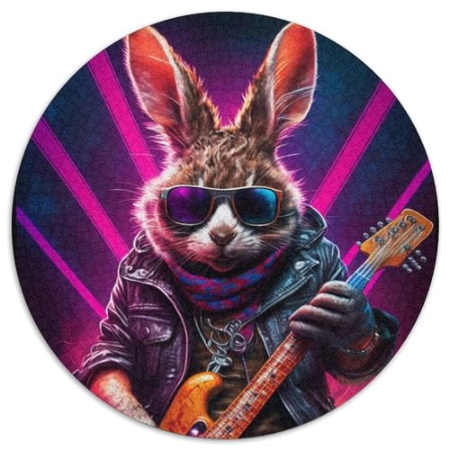 Puzzle 1000 Teile, Gitarren-Kaninchen-Puzzle für Erwachsene, Spaß am Familienspielabend, dekoratives Kunstwerk zum Selbermachen (67,5x67,5cm) von WGLINGX