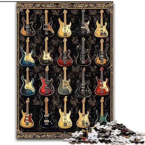 Puzzle 1000 Teile, Gitarrensammlung, Puzzles für Erwachsene, Familienaktivitätsspiel für Teenager, anspruchsvolles Denkspiel (Größe 26x38cm) von WGLINGX