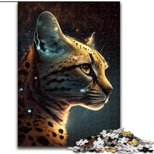 Puzzle 1000 Teile, Goldener Ozelot, Holzpuzzle, Spielzeug, Geschenk, pädagogisches, intellektuelles, entspannendes Familienspiel (Größe 50x75cm) von WGLINGX