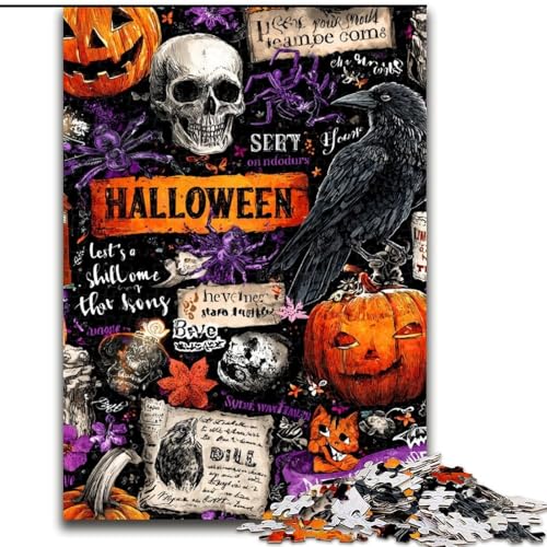 Puzzle 1000 Teile, Halloween-Collage-Puzzle für Erwachsene, Familienaktivitätsspiel für Teenager, anspruchsvolles Denkspiel (Größe 50x75cm) von WGLINGX
